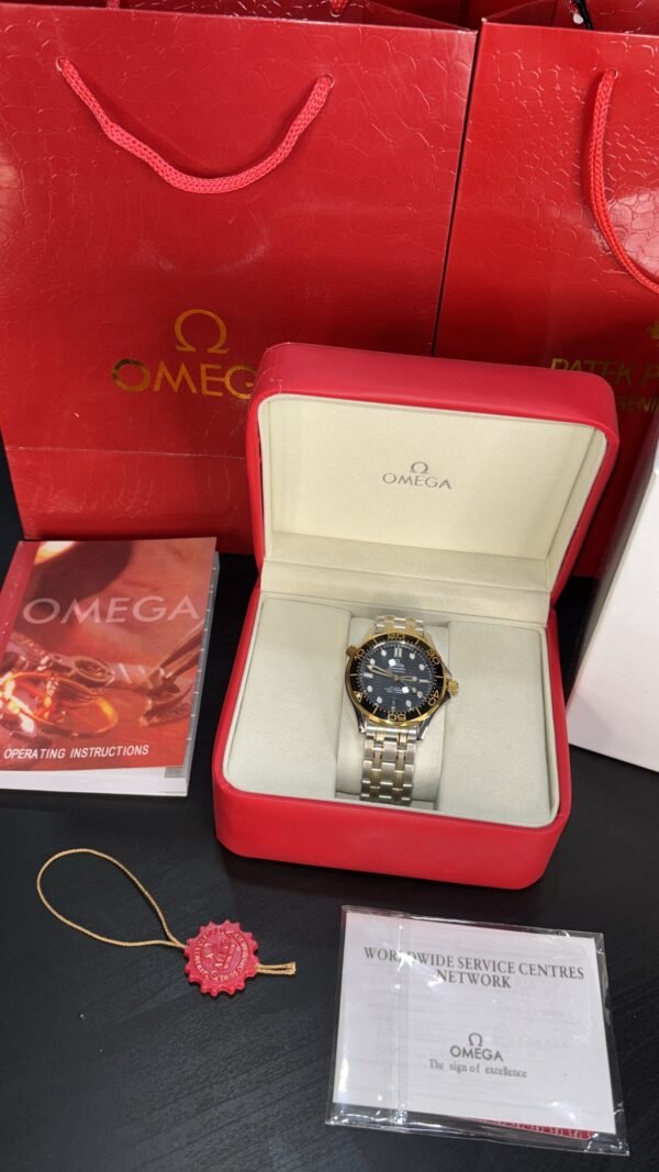 Omega Seamaster Diver 300M Two Tone Yellow Gold Black Dial - Image 7