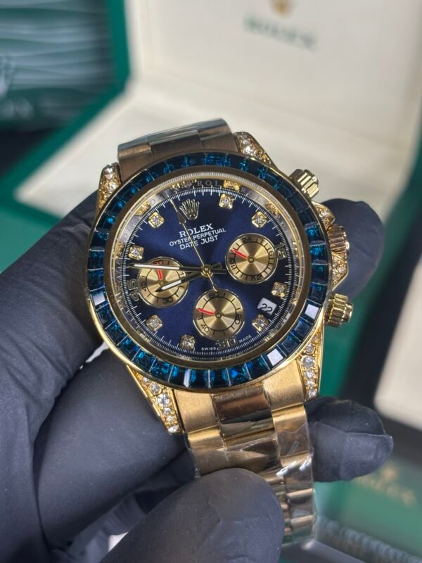 Rolex Oyster Perpetual Diamond Gold-Blue - Image 4