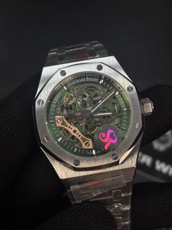 Audemars Piguet Royal Oak Skeleton Silver Olive green Dial - Image 7