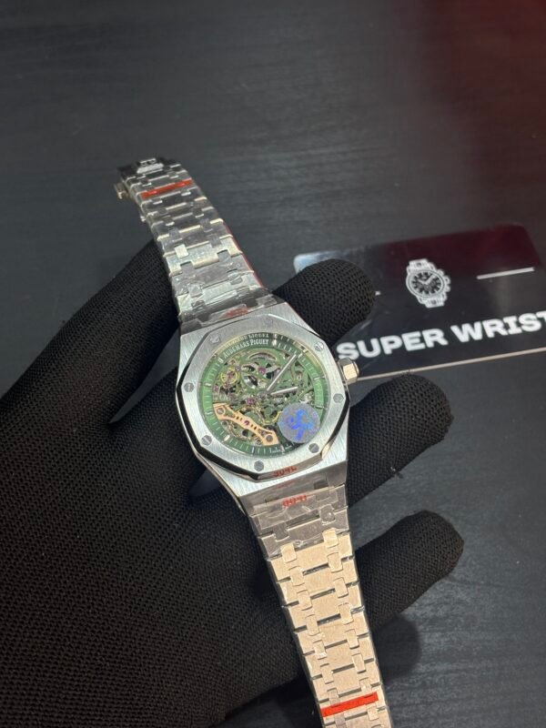 Audemars Piguet Royal Oak Skeleton Silver Olive green Dial - Image 8