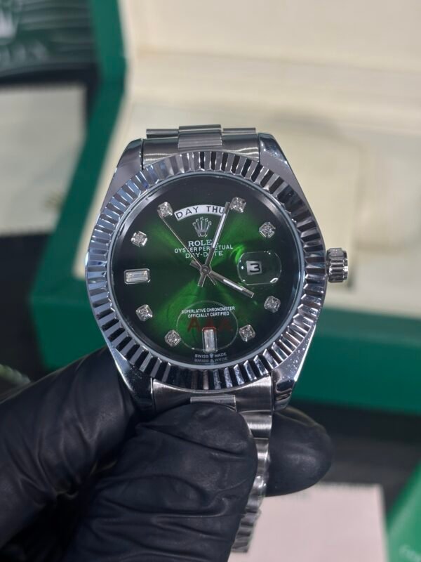Rolex Oyster Perpetual Day-Date 40 Silver -green Dial - Image 2