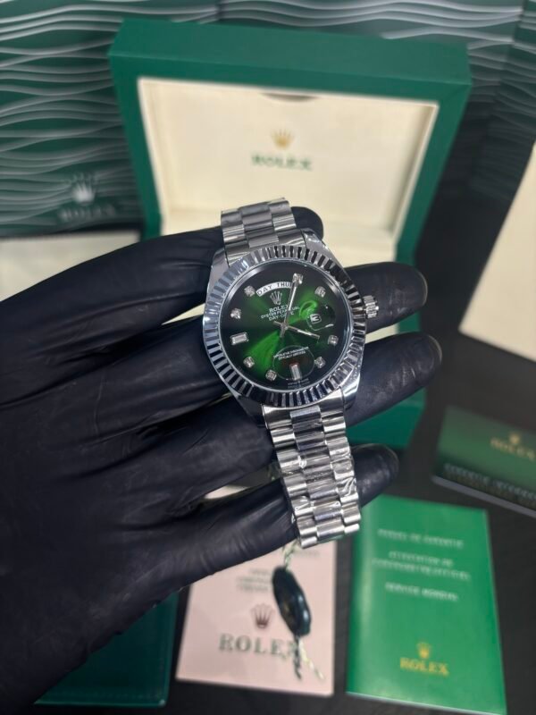 Rolex Oyster Perpetual Day-Date 40 Silver -green Dial - Image 3