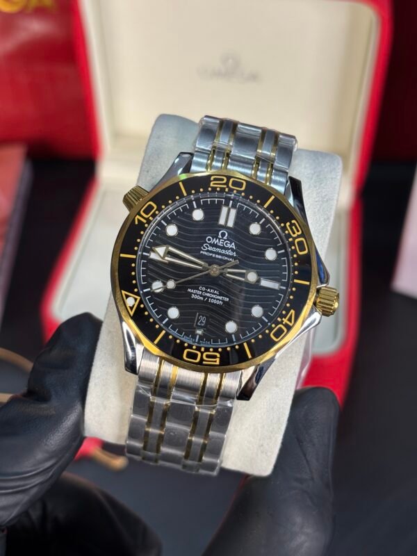 Omega Seamaster Diver 300M Two Tone Yellow Gold Black Dial - Image 5