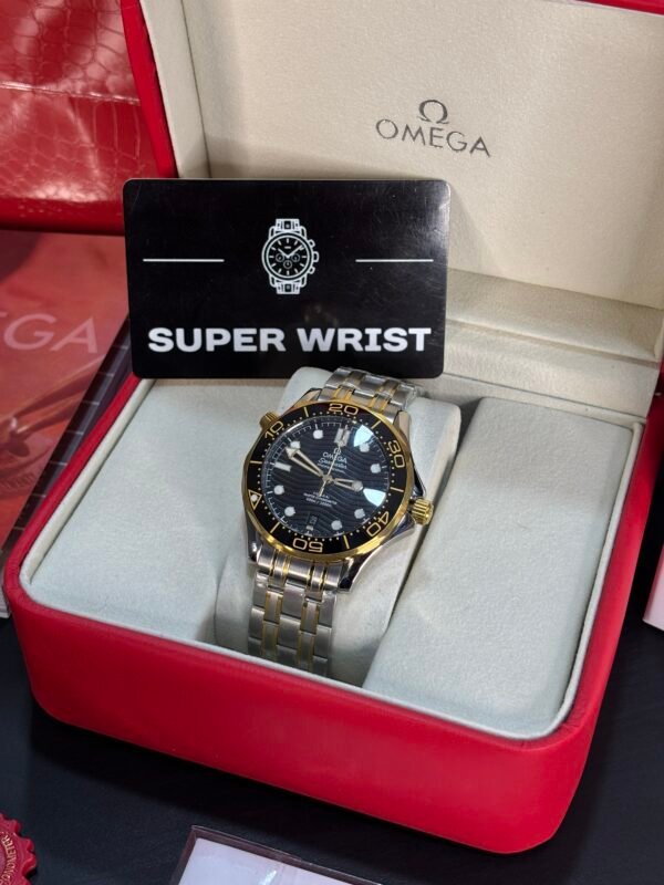 Omega Seamaster Diver 300M Two Tone Yellow Gold Black Dial - Image 2