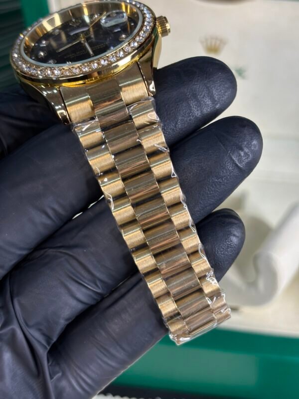 Rolex Oyster Perpetual Diamond Day-Date Gold-Black Dial - Image 4