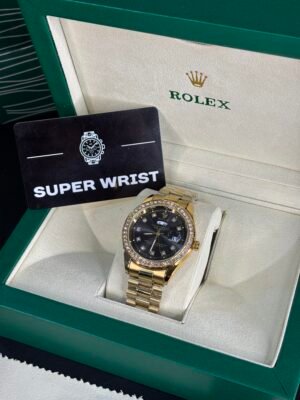 Rolex Oyster Perpetual Diamond Day-Date Gold-Black Dial
