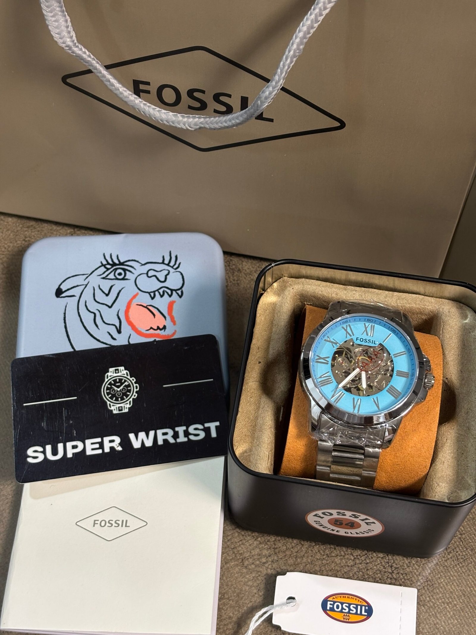 Fossil Automatic metal strap Sky Blue Dial