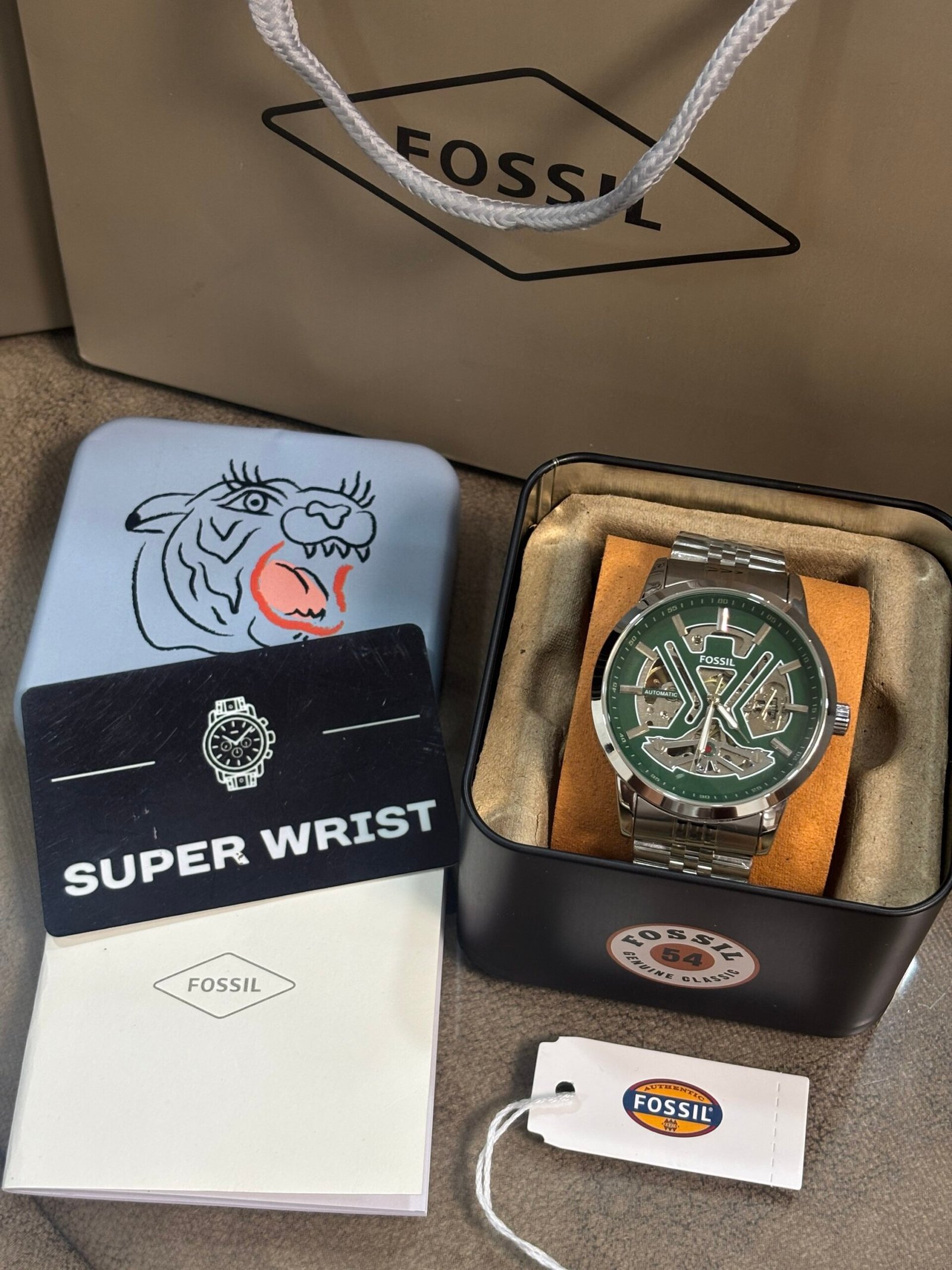 Fossil Tourbillon Automatic Silver-Green Dial