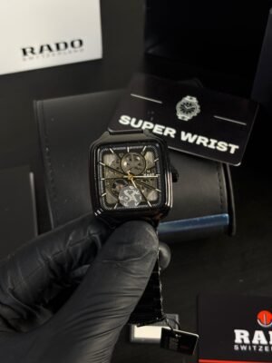 Rado True Sqaure Ceramic Open Heart Black