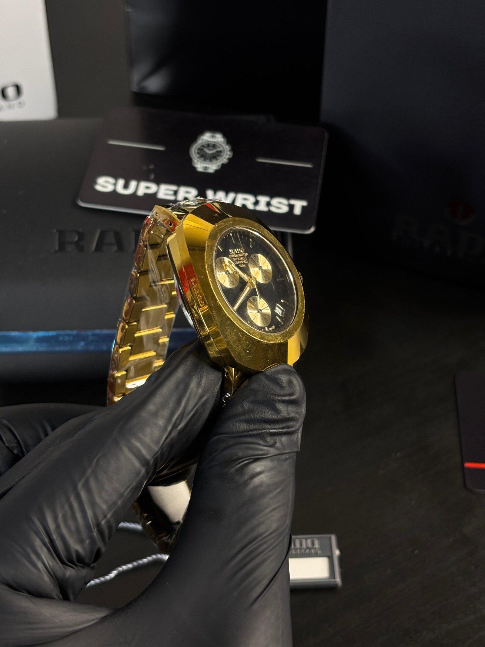 Rado 100M Chronograph AAA QUALITY Gold black - Image 3