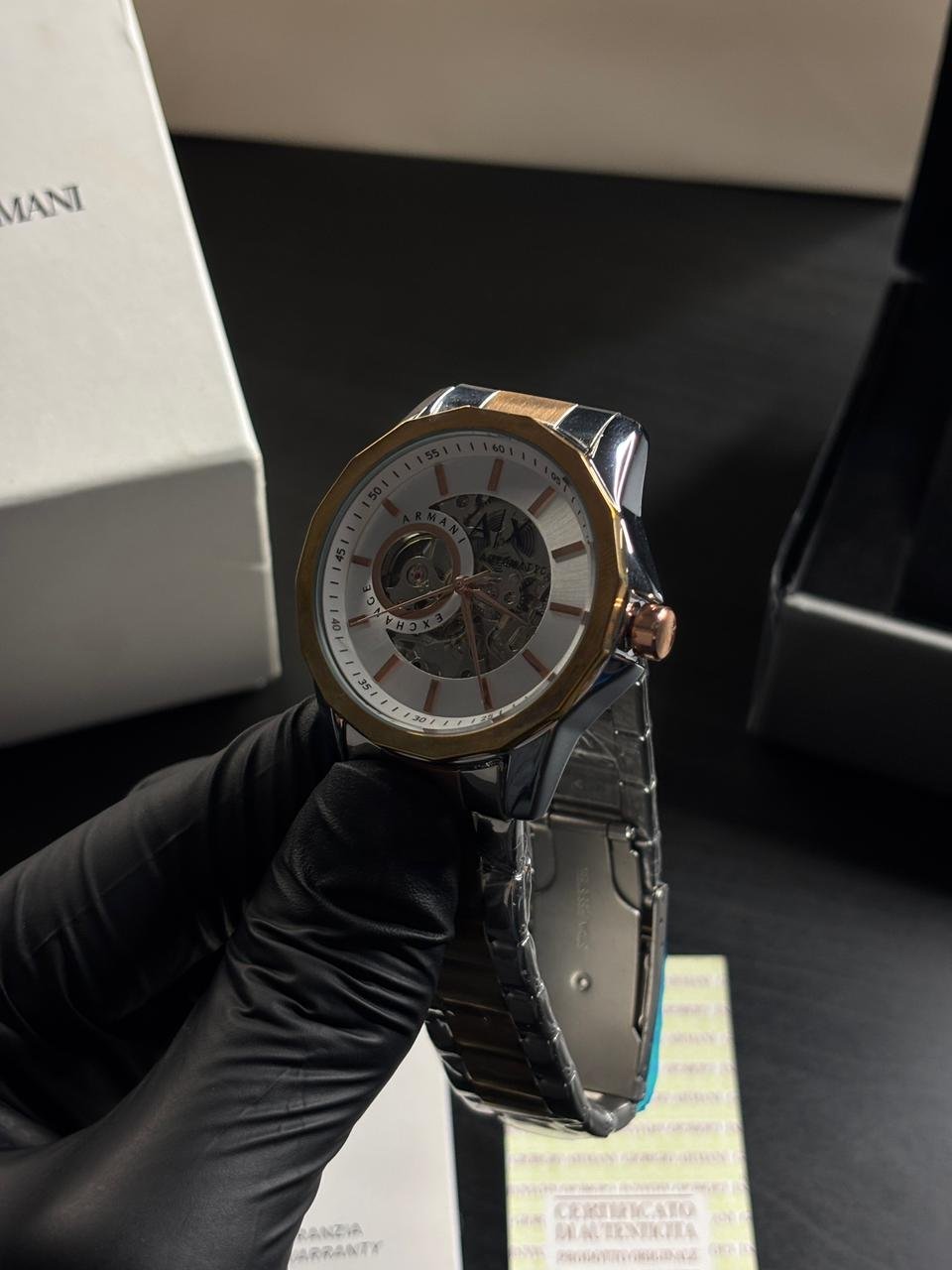 Armani Exchange Gunmetal Automatic Two Tone Copper White Dial - Image 4