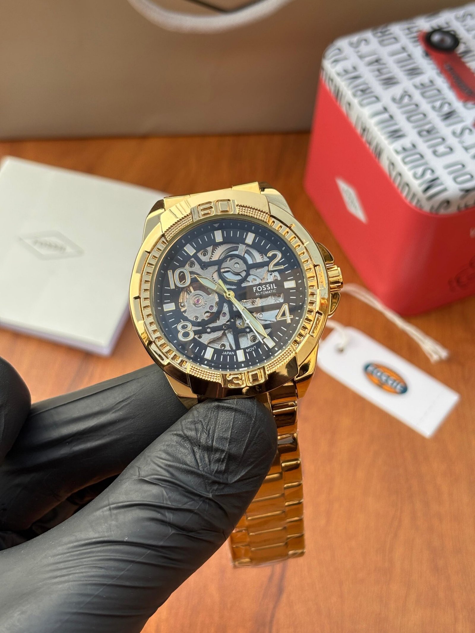 FOSSIL BRONSON AUTOMATIC GOLD BLACK DIAL (GLOSY) - Image 2