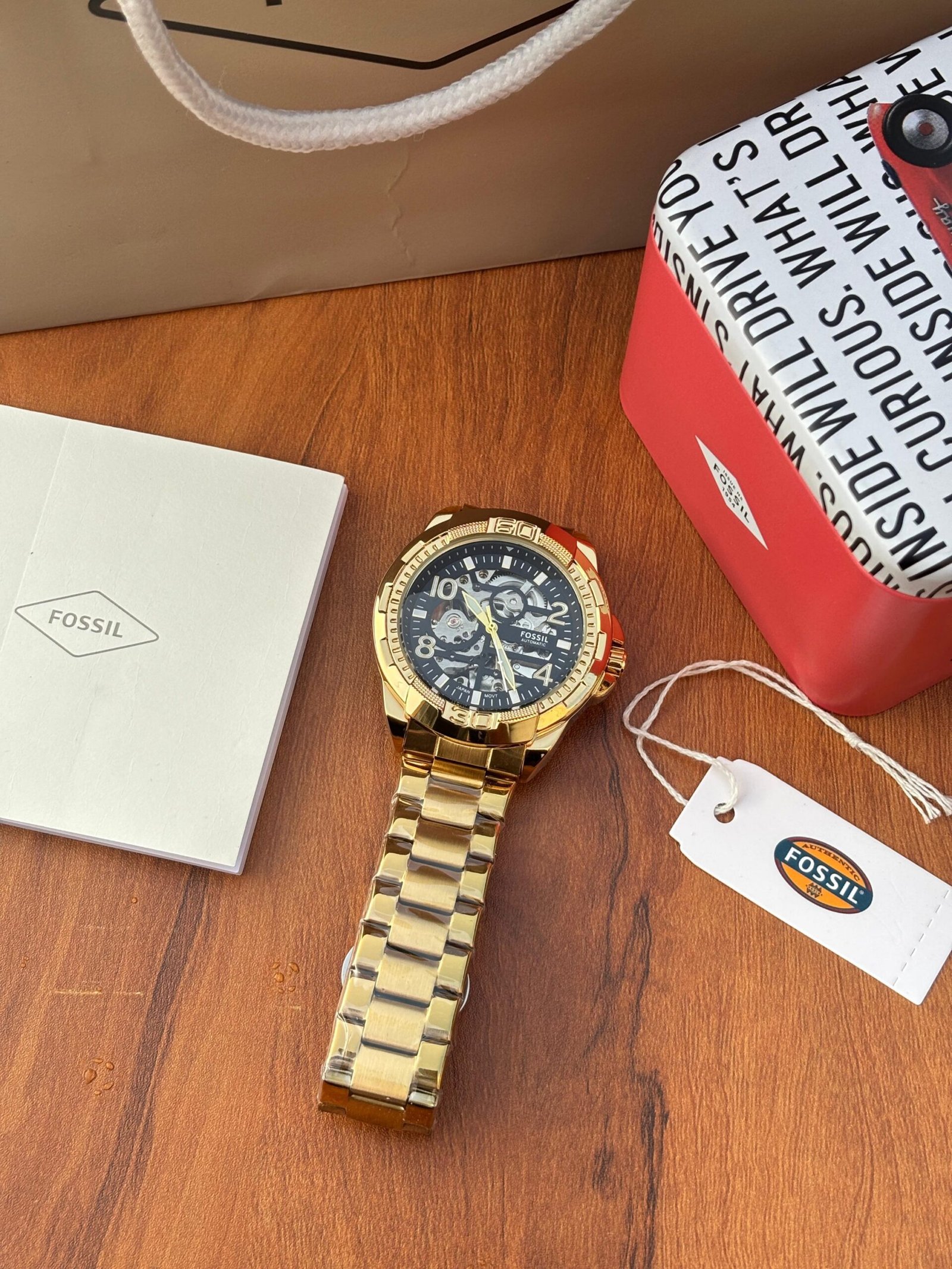 FOSSIL BRONSON AUTOMATIC GOLD BLACK DIAL (GLOSY)