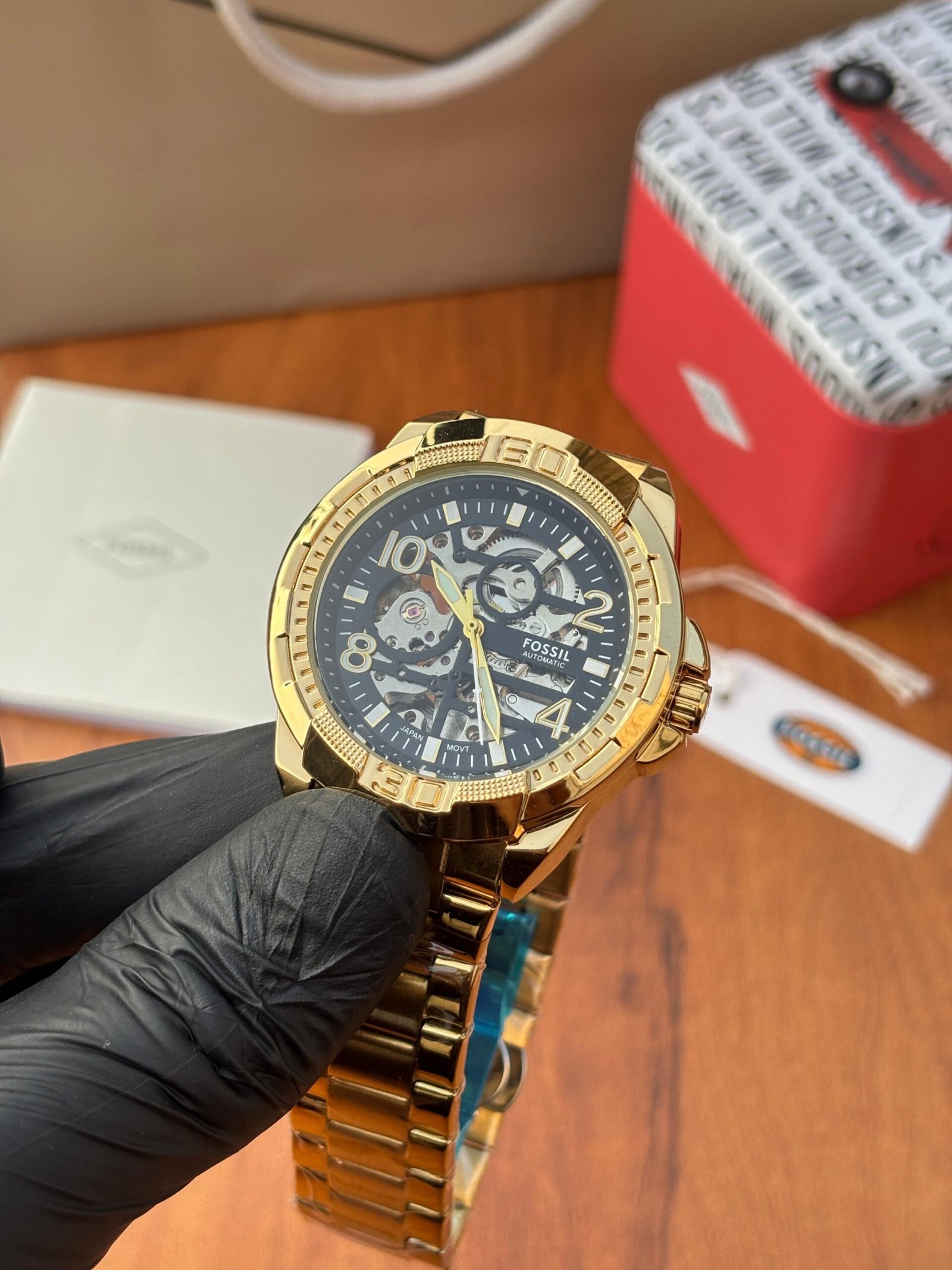 FOSSIL BRONSON AUTOMATIC GOLD BLACK DIAL (GLOSY) - Image 4