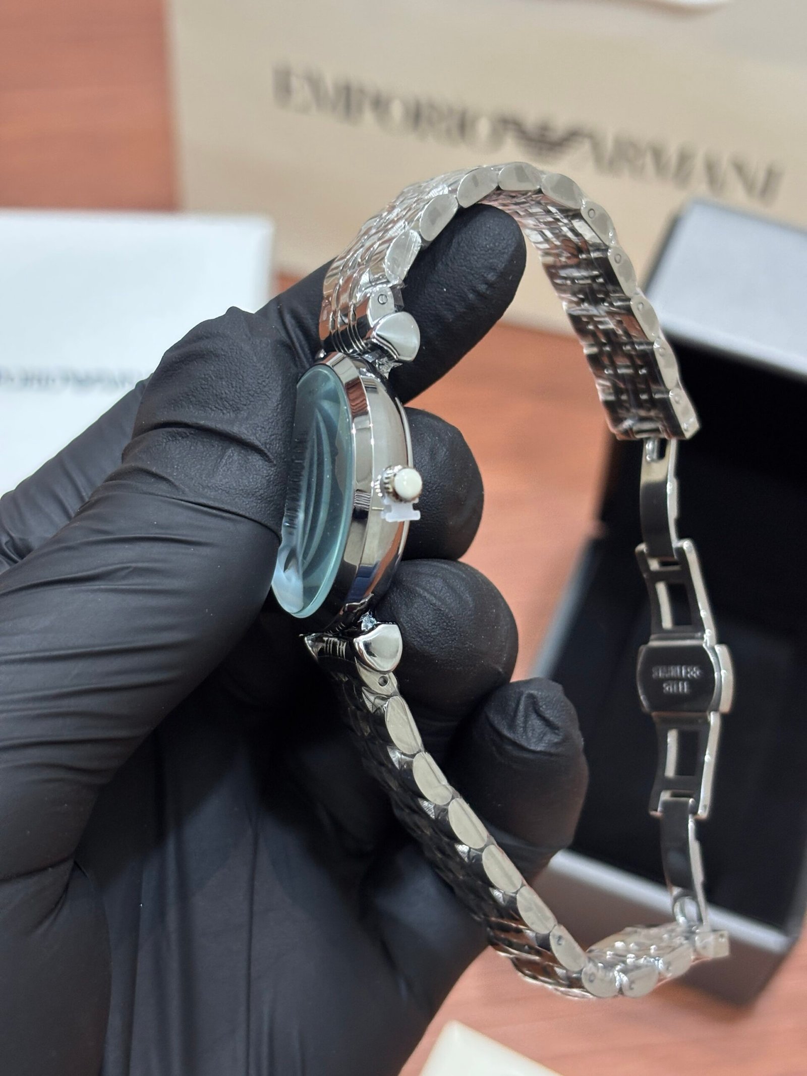 EMPORIO ARMANI DIAMOND SILVER WHITE DIAL - Image 6