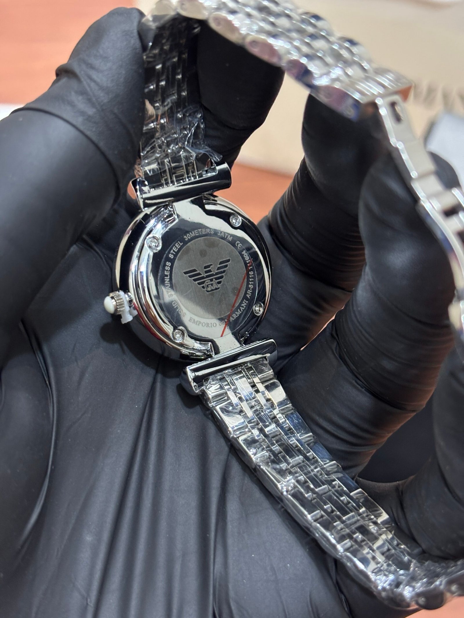 EMPORIO ARMANI DIAMOND SILVER WHITE DIAL - Image 4