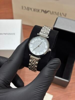 EMPORIO ARMANI DIAMOND SILVER WHITE DIAL