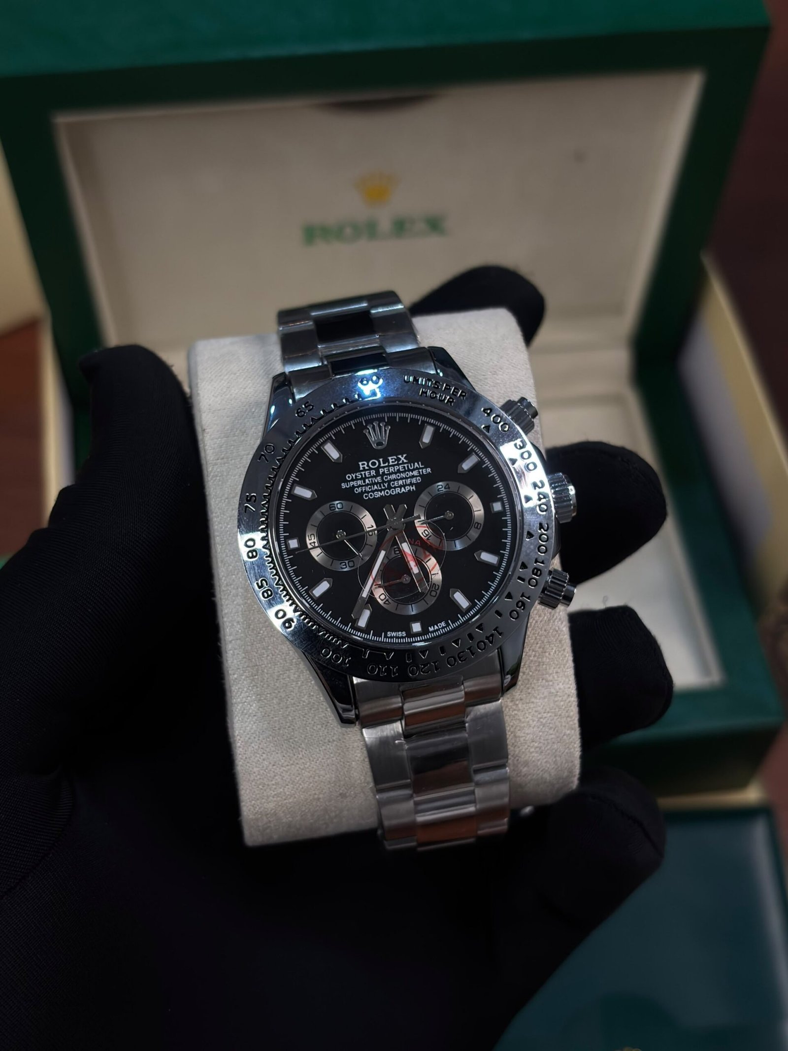 Rolex Daytona Oyster Perpetual Silver Black Dial