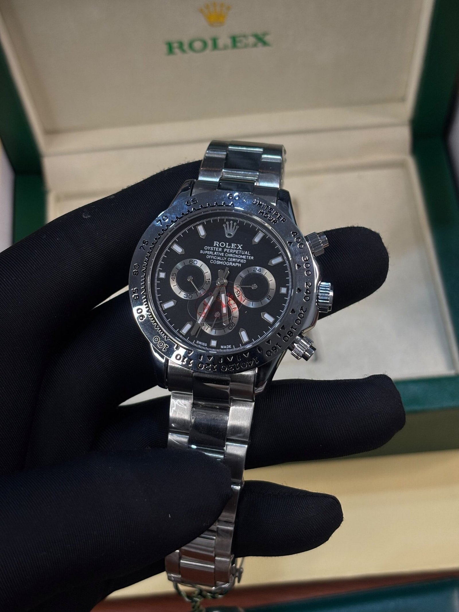 Rolex Daytona Oyster Perpetual Silver Black Dial - Image 2