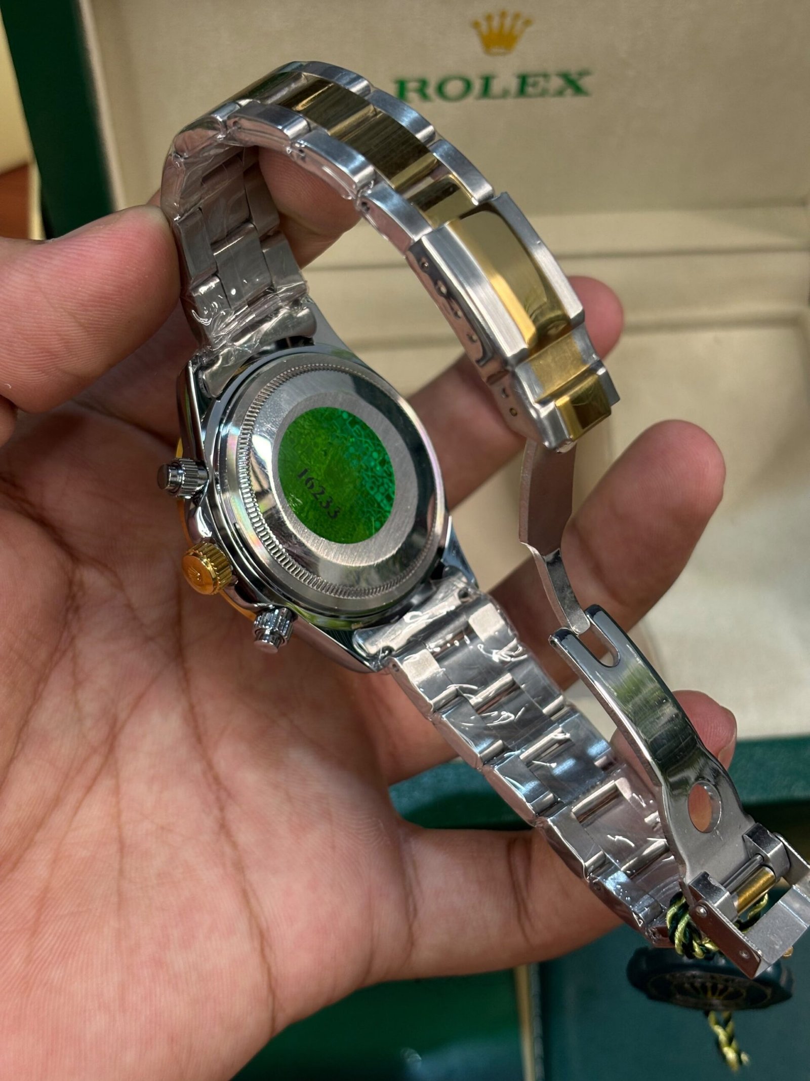 Rolex Daytona Oyster Perpetual Two Tone Gold Green Dial - Image 6