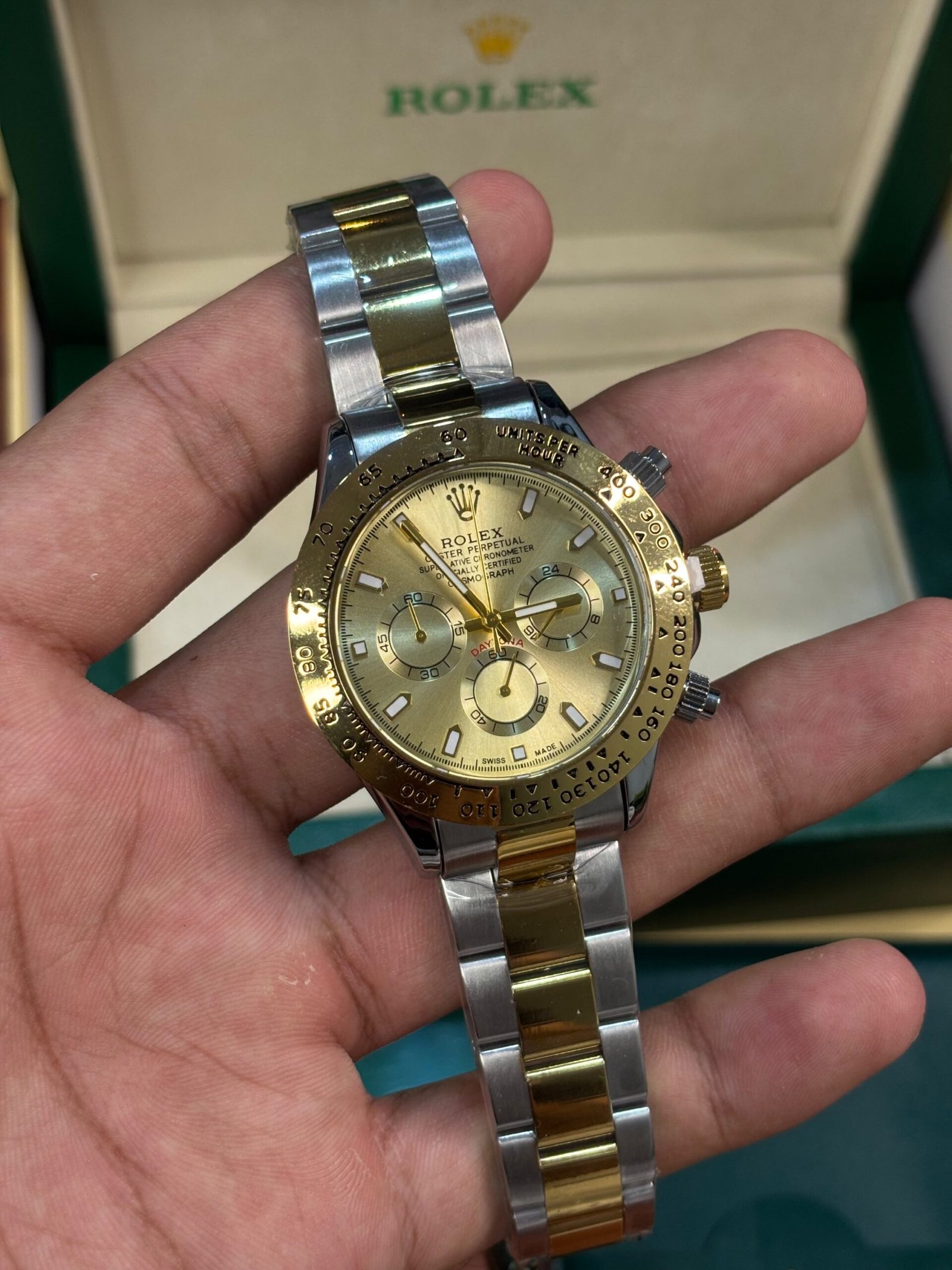 Rolex Daytona Oyster Perpetual Two Tone Gold To Gold Dial