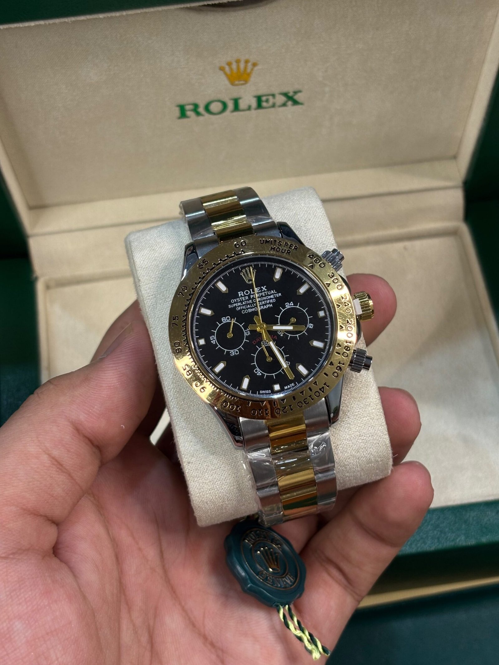 Rolex Daytona Oyster Perpetual Two Tone Gold Black Dial